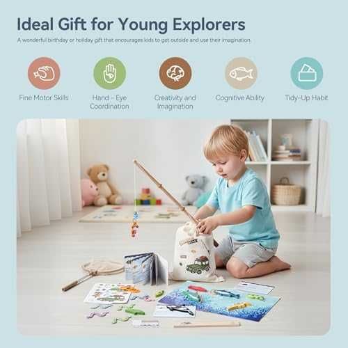 Нова Детска игра Риболов 33 части – въдица, рибки, мрежа, карти 3–5 г.