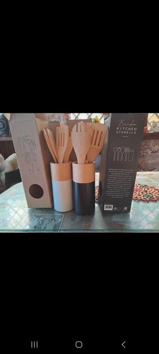 Set ustensile de lemn de bambus noi