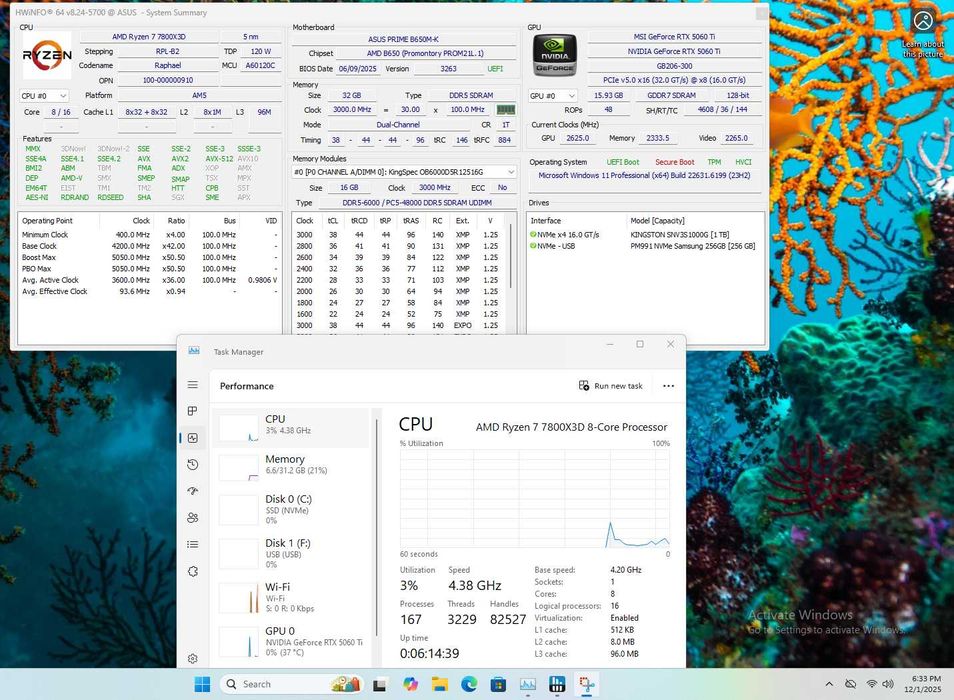 PC Gaming Ryzen 7 7800X3D RTX 5060 Ti 16GB