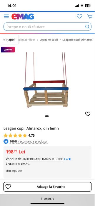 Leagan copii lemn nou