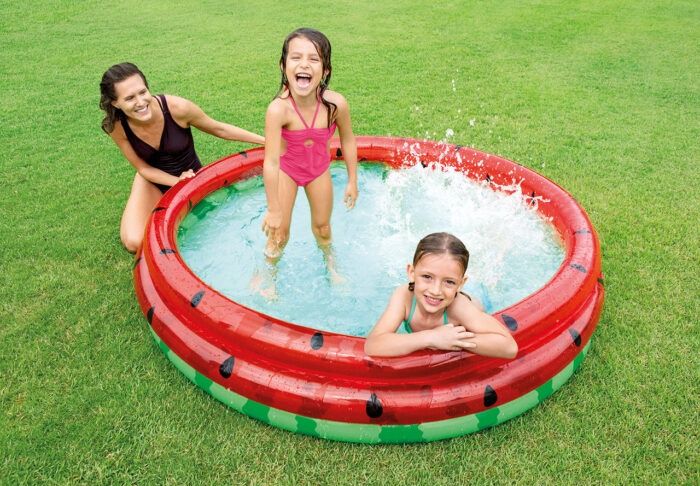Детски надуваем басейн Intex, 168 x 38 см, 3 пръстена, PVC, диня