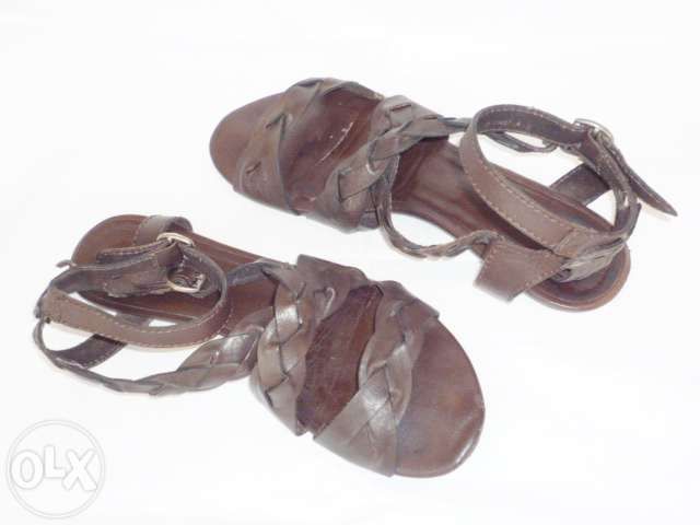 Sandale Bronx din piele, culoare maro inchis