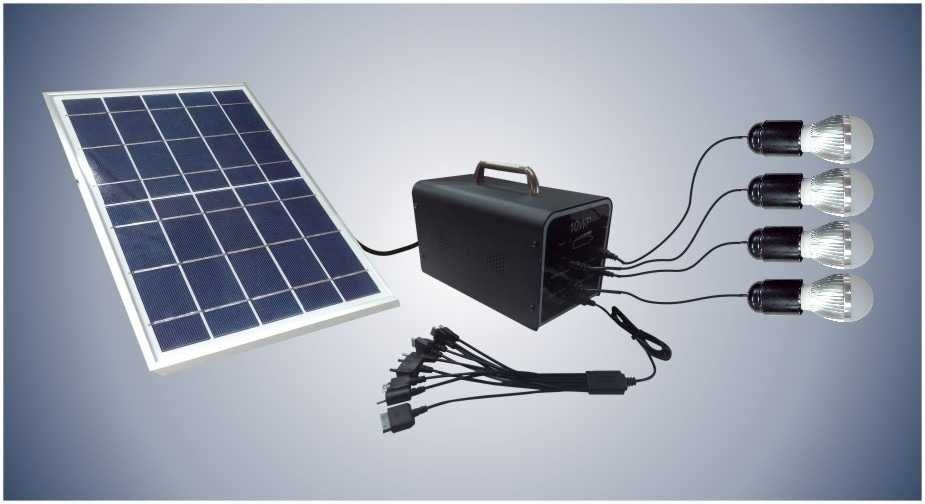 Kit cu panou solar cu lanterna, 3 becuri, USB,GD-8017,acumulator6V 4Ah