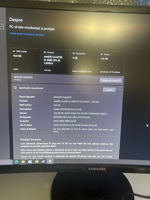 Pc Gaming setup Complet Monitor+periferice hdd+sad 16 gb ram i5