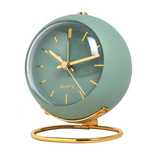 Ceas desteptator Luxury analogic, design clasic din metal, Verde/Auriu