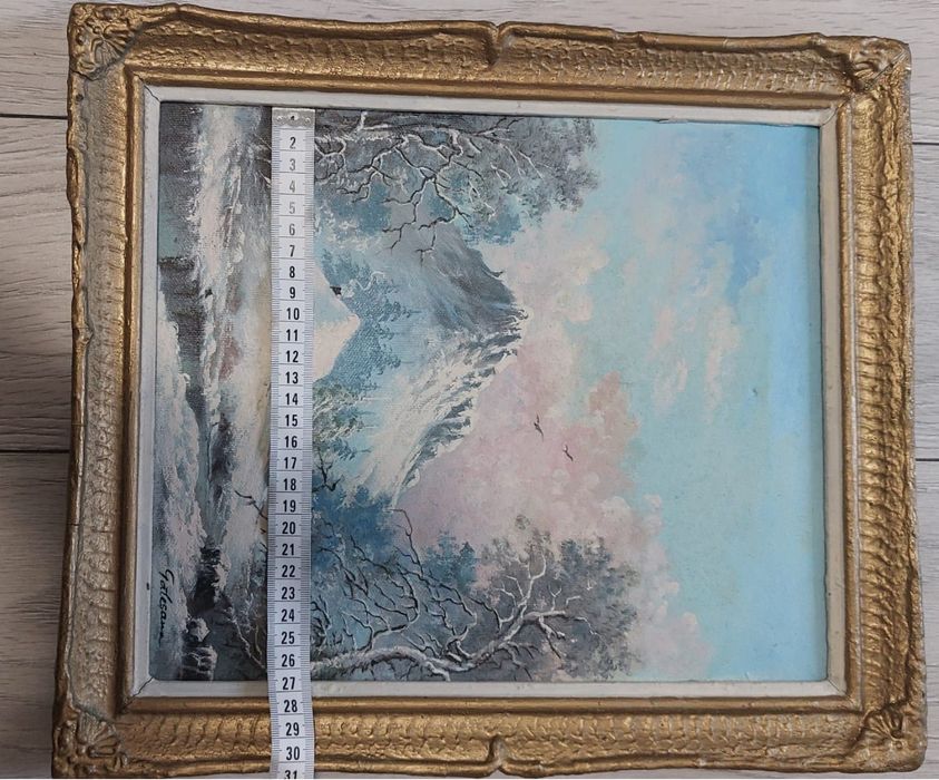 Tablou Iarna Fermecată în Munți - Pictură Originală de N. Galesanu"