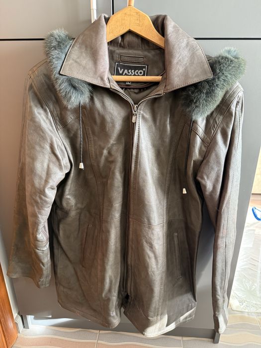 Палто от естествена кожа и пух