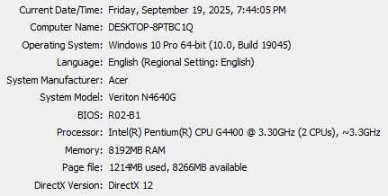 Mini PC Acer Veriton N4640G, Intel Pentium G4400