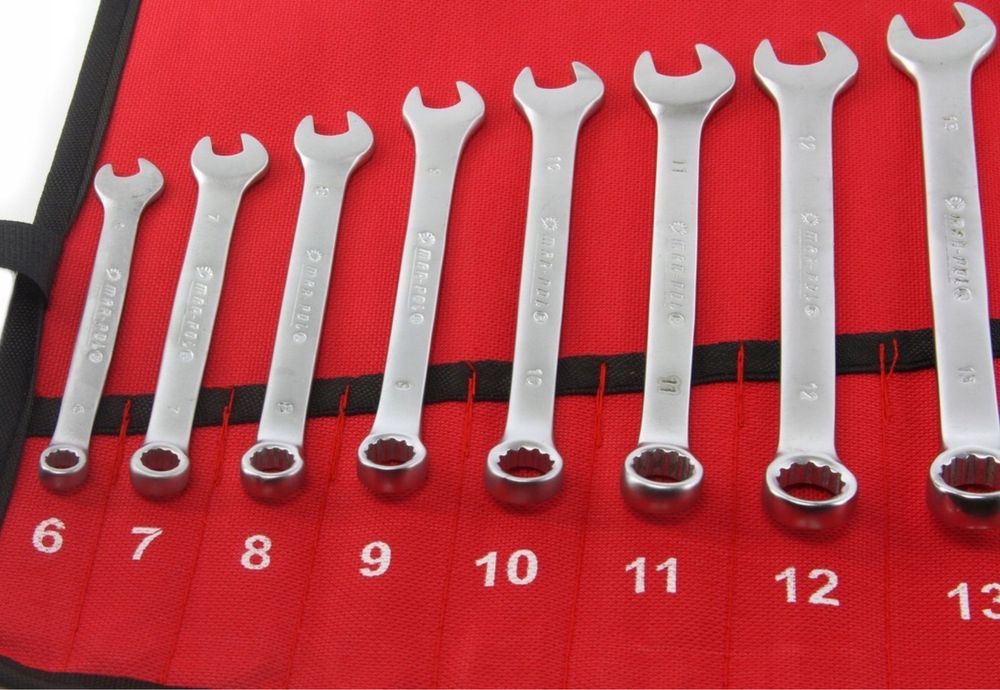 Комплект звездогаечни ключове 6-22 12 части части в червен плат