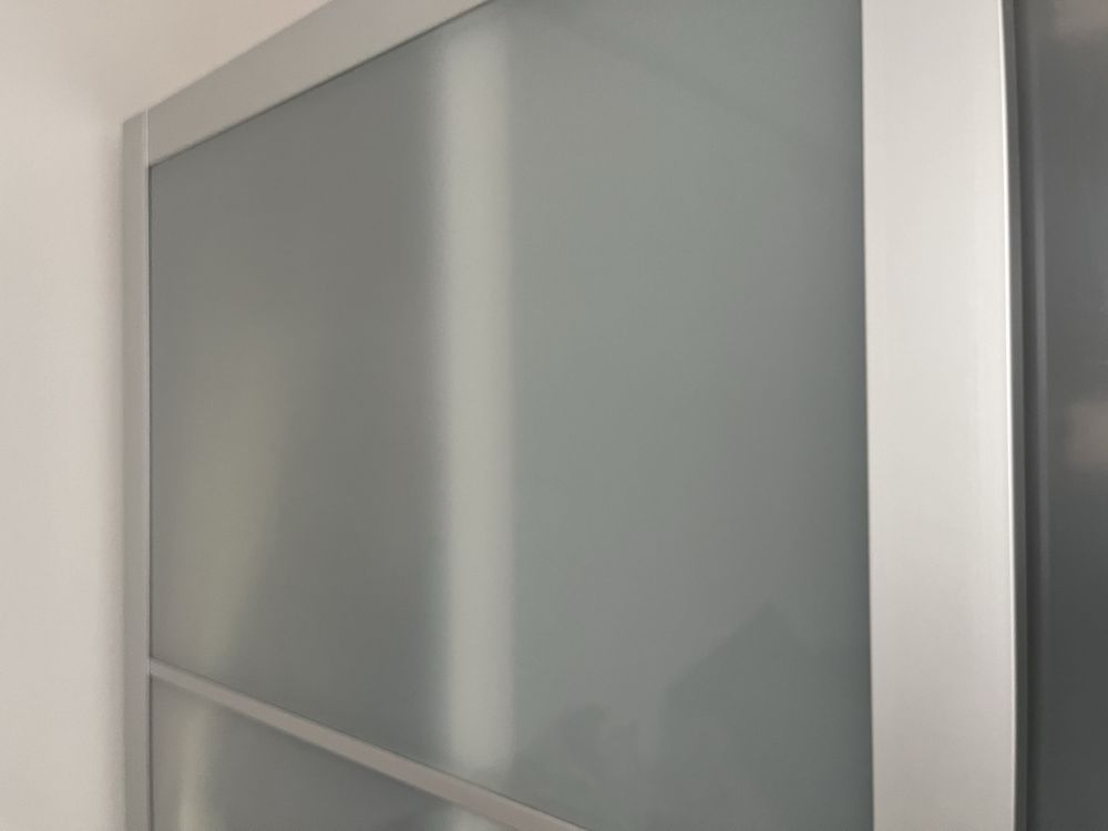Dulap dressing cu usi glisante geam sablat aluminiu 201/200 cm IKEA