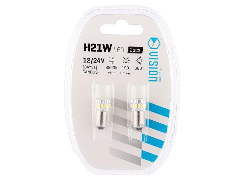 крушка vision h21w bay9s 12 / 24v 18x smd led, неполярни, canbus, ...