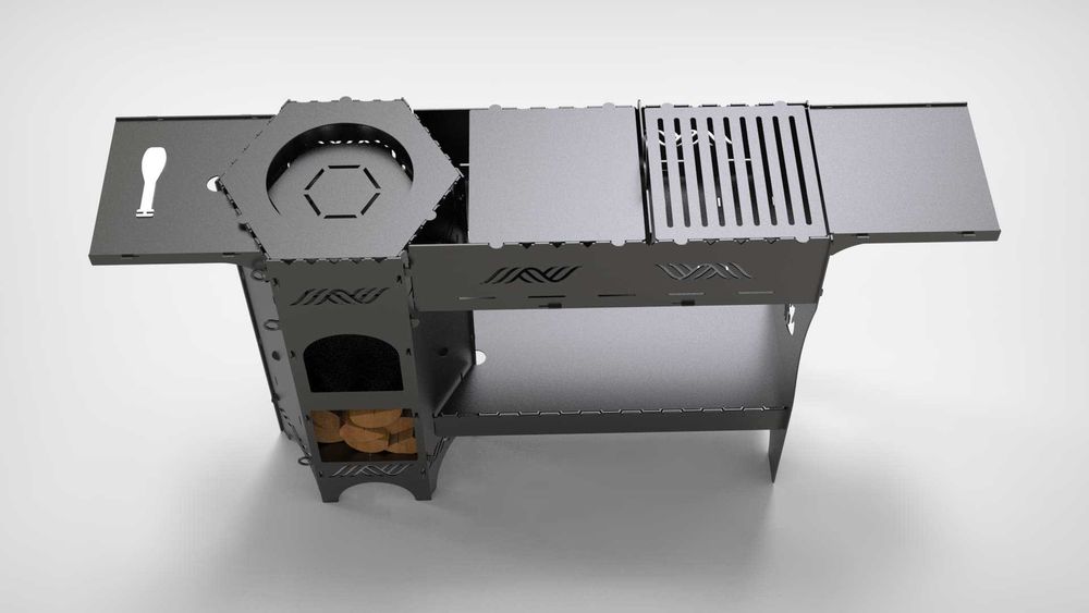 Gratar cu suport pentru ceaun, metal 3mm, negru mat, CNC laser