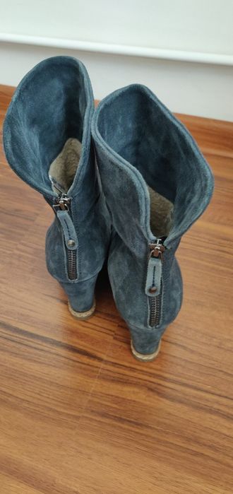 Cizme piele întoarsă albastre