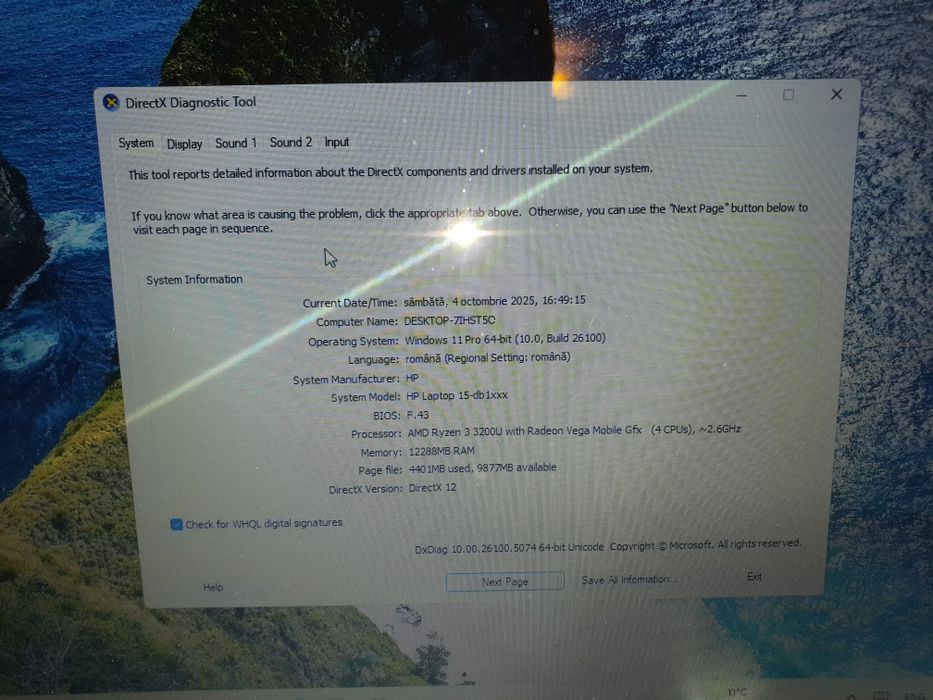 Laptop HP cu AMD Ryzen 3 3200U, 128GB SSD. 12GB Ram, Placa video 2GB