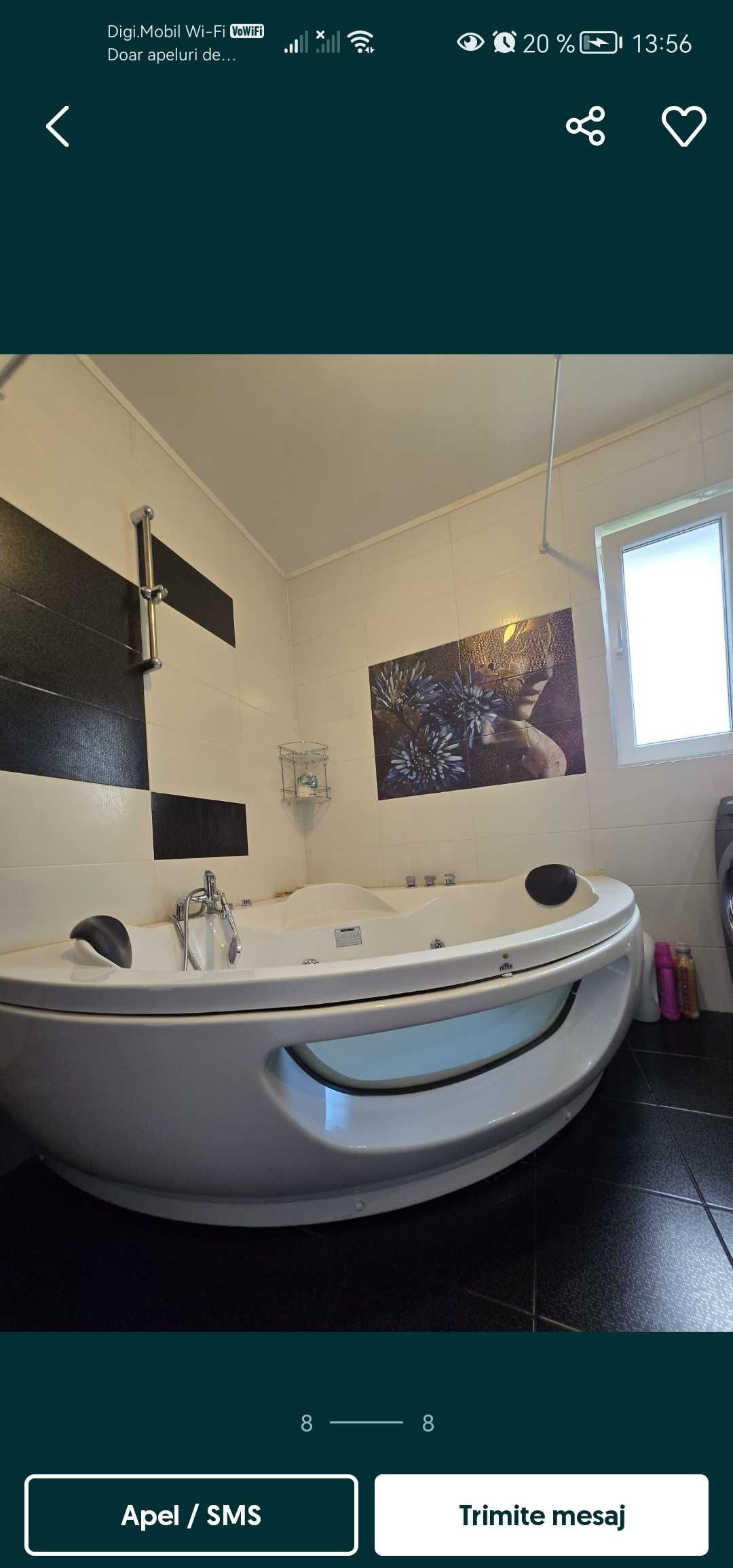 Cadă hidromasaj simetrica pe colț