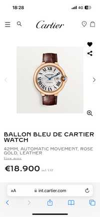 Златен дамски часовник Cartier Blue Ballon