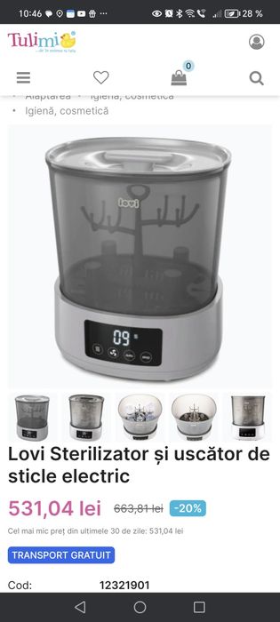 Sterilizator  de biberoane LOVI