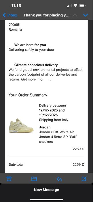 Vand Jordan 4 Off White Sail, marimea 42.5