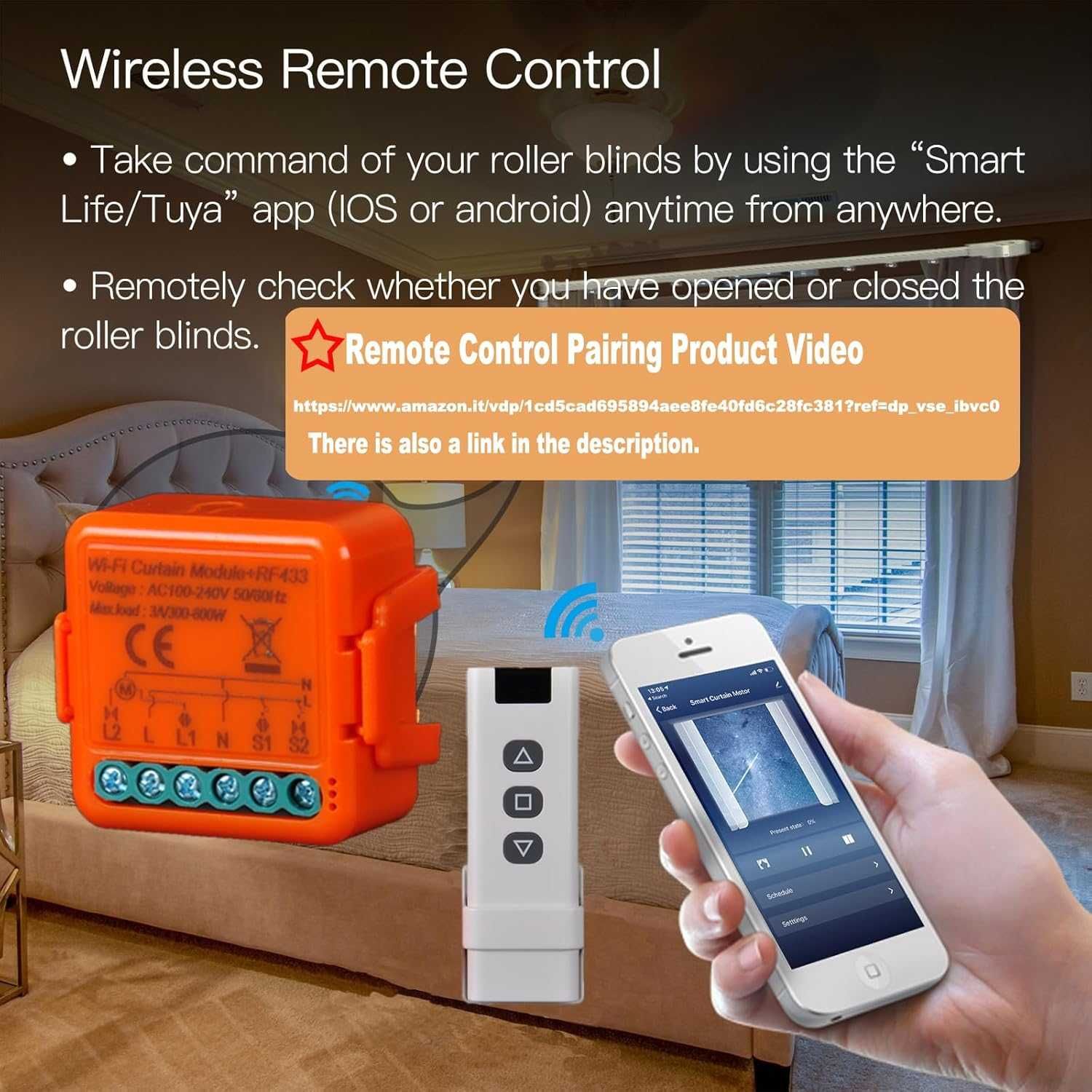 НОВО! RF WiFi модул за управление на ролетни щори, с дистанционно