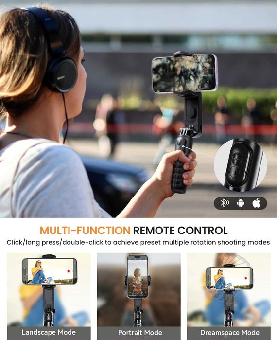 ESSAGER Gimbal трипод с подвижна запълваща светлина за iPhone ,Android