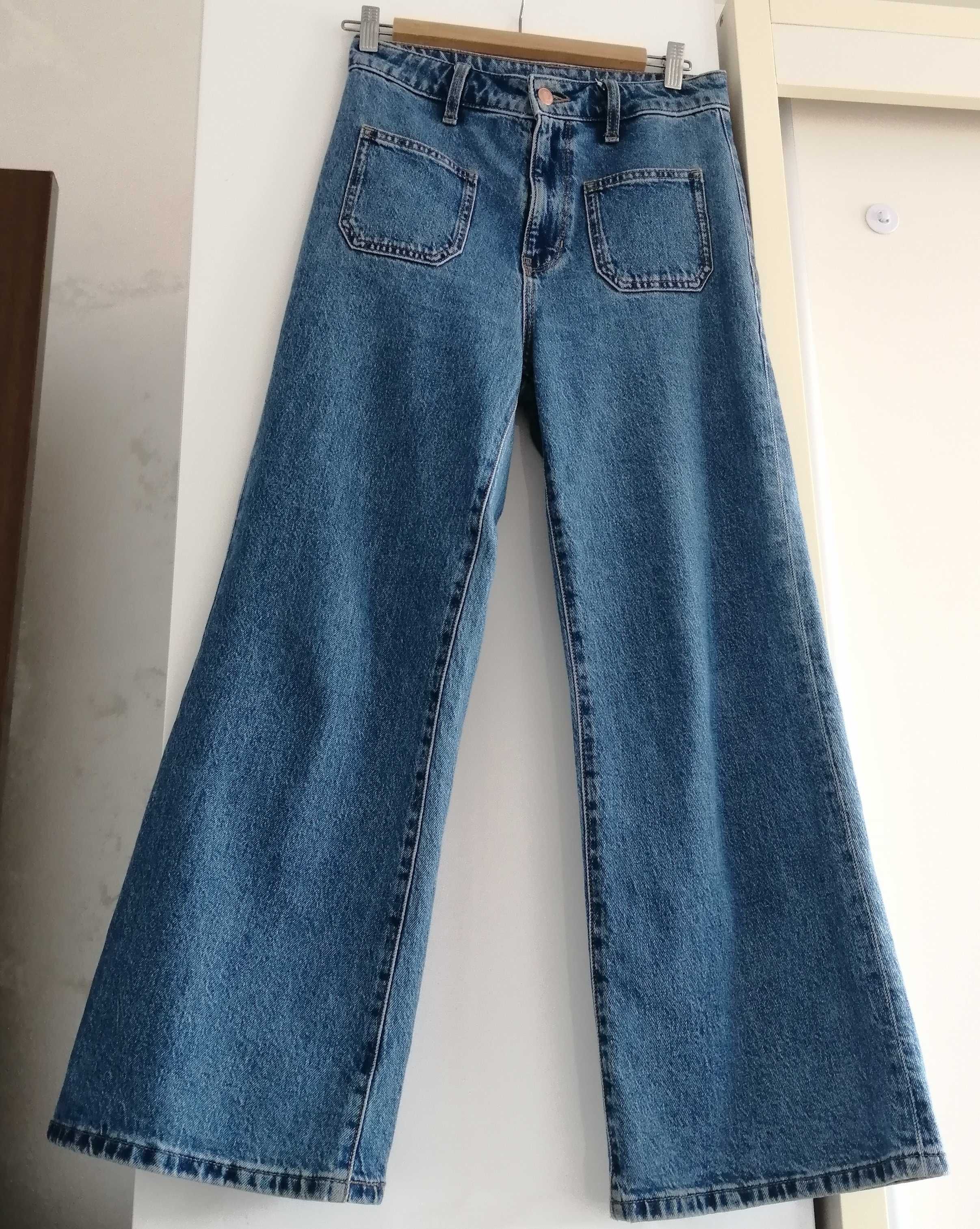 Blugi jeans dama C&A largi high loose masura 36