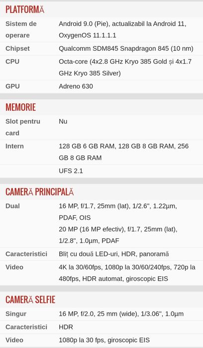 Telefon OnePlus 6T