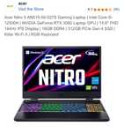 ACER Nitro 5, Intel core i5-12500H, RTX 3060, 16GB DDR4 Ram, 512 SSD