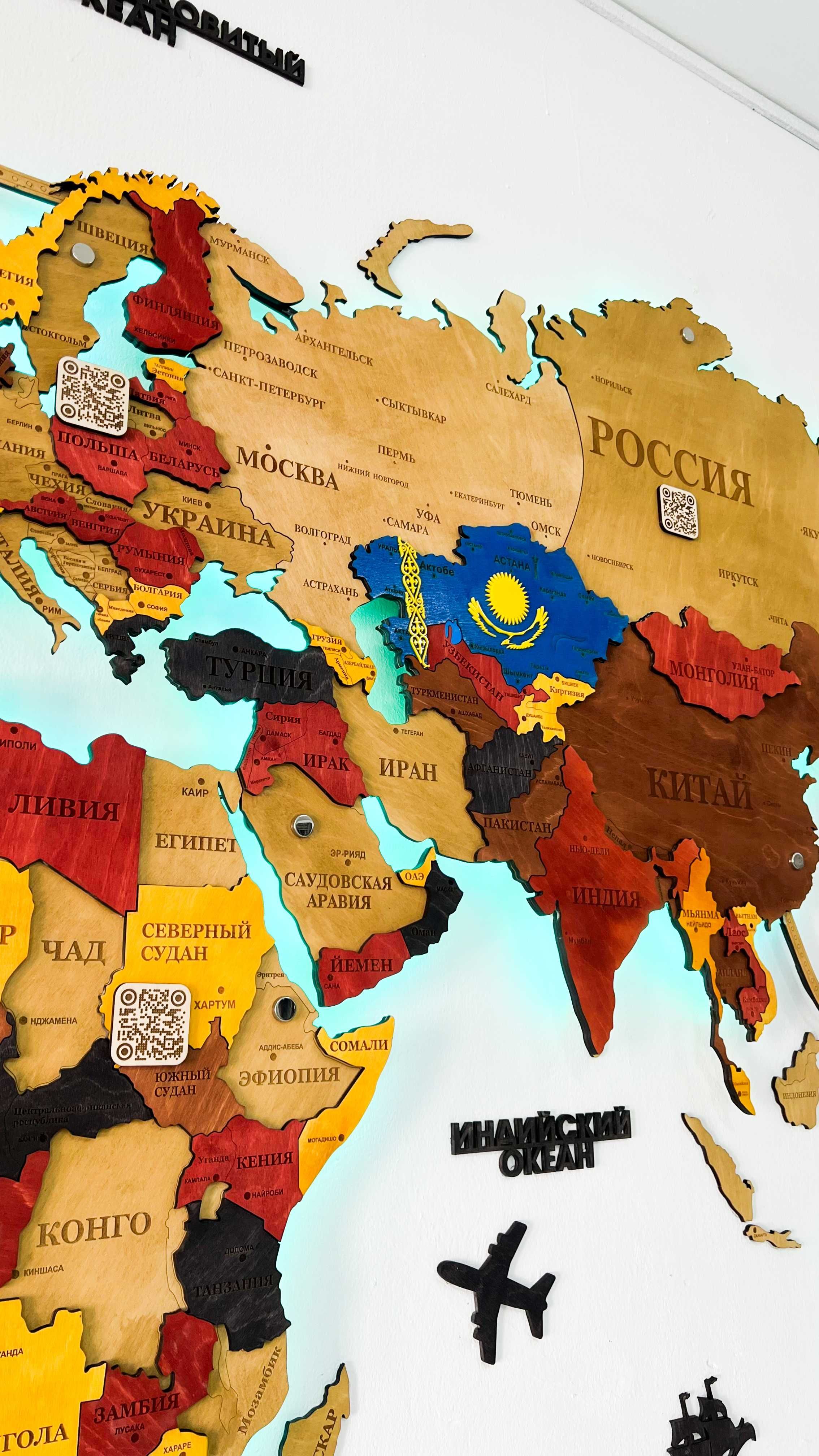 Карта Казахстан из дерево Ағаштан 3Д Қазақстан картасы