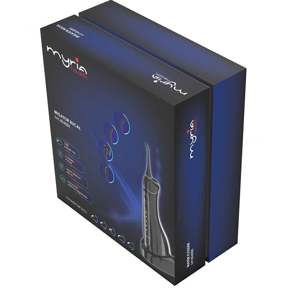 Irigator bucal MYRIA MY4848BK, 5 capete, 220ml, negru