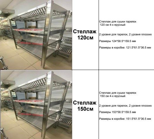 Стеллаж Для Посуды Хранения Металлический Производственный С Полками