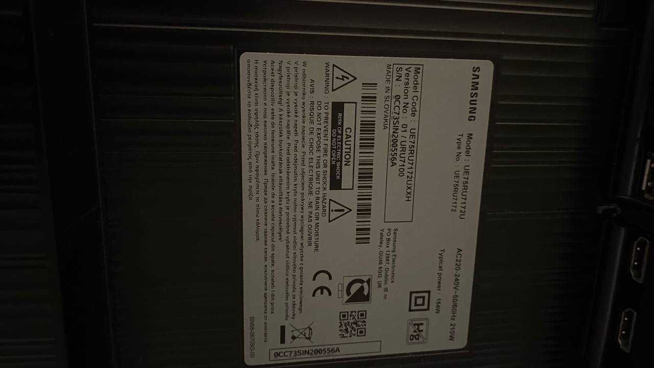 SAMSUNG UE75RU7172U Smart TV 75” на части