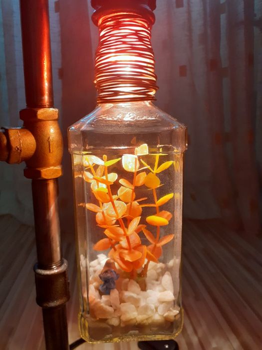 Lampa/ veioza tip industrial / steampunk, bec led, homemade.