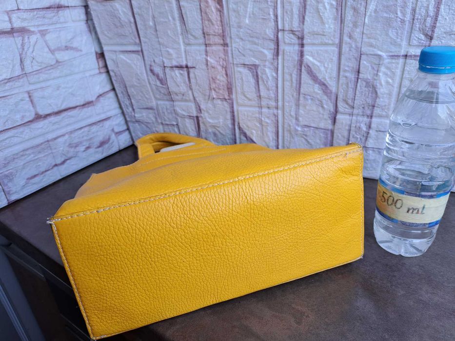 дамска чанта,жълта торба-естествена кожа