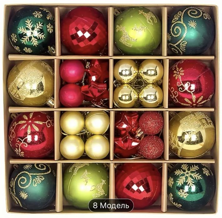 Шарики.Комплект цветных новогодных украшений.