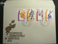 Plic timbrat,timbre,necirculat,prima zi a emisiunii.J.O; MONTREAL 1976