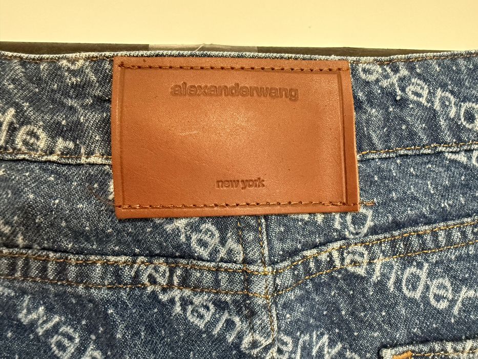 Blugi Alexander Wang logo crystal hotfix wide leg