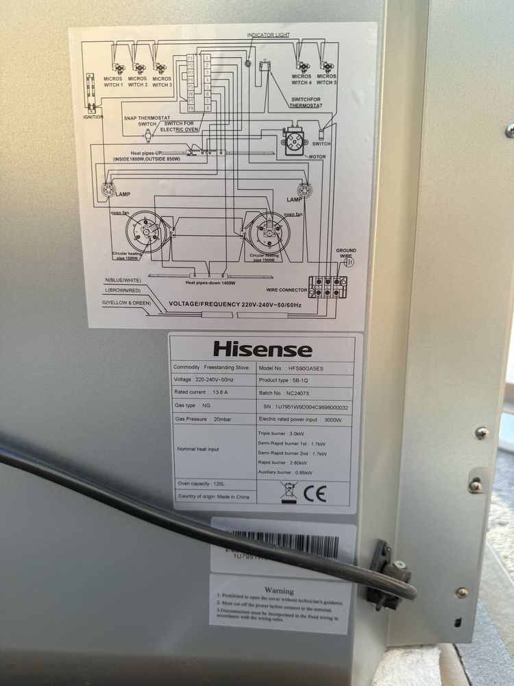 Gaz plita Hisense HFS90GA5ES – 90 sm