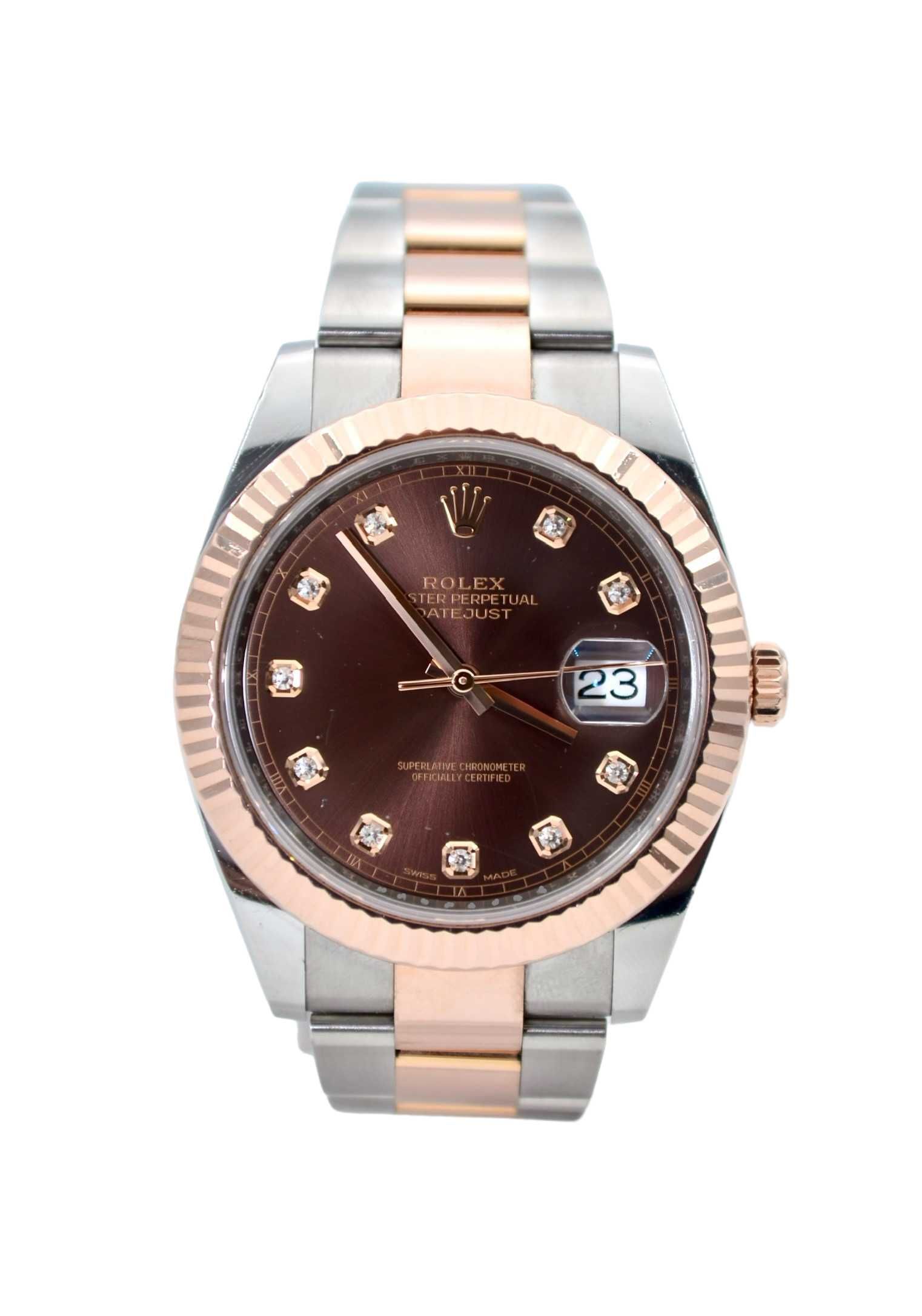 Ceas Rolex Datejust 41 Gold&Steel Chocolate Diamond Dial Ref 126331