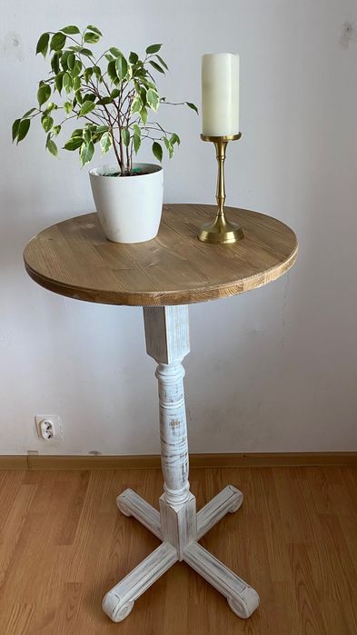 Masă vintage - lemn masiv stejar/ blat de brad