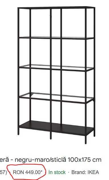 Etajera metalica cu rafturi de sticla (ca noua)