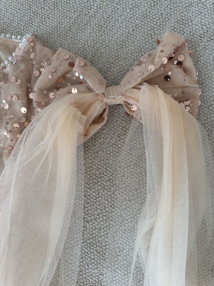 Rochie cu tulle si paiete fetițe (funda inclusa)