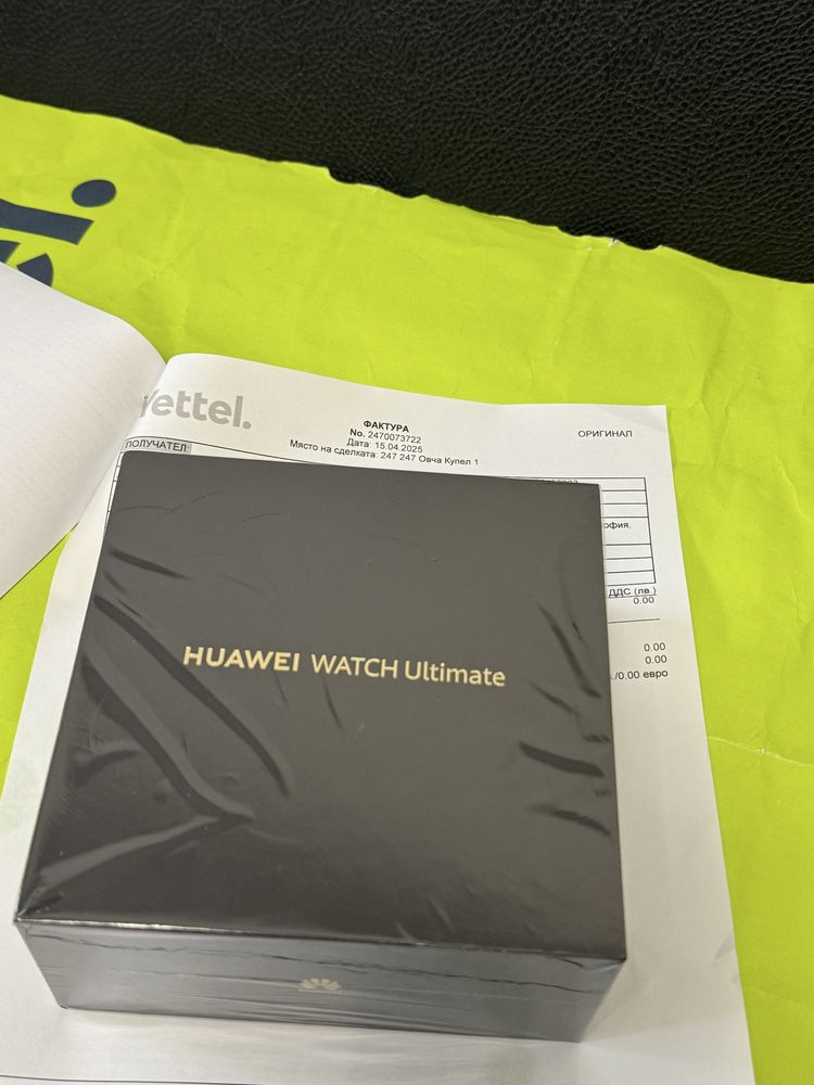КАТО НОВ 48mm Huawei watch Ultimate Yettel Гаранция 2027 Green Titan
