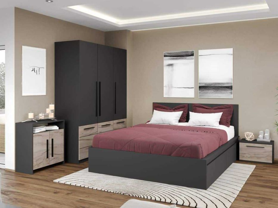 Pachet Mobila Dormitor + Living Gri Antracit / K02