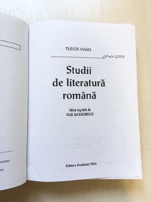 Tudor Vianu, Studii de literatură română