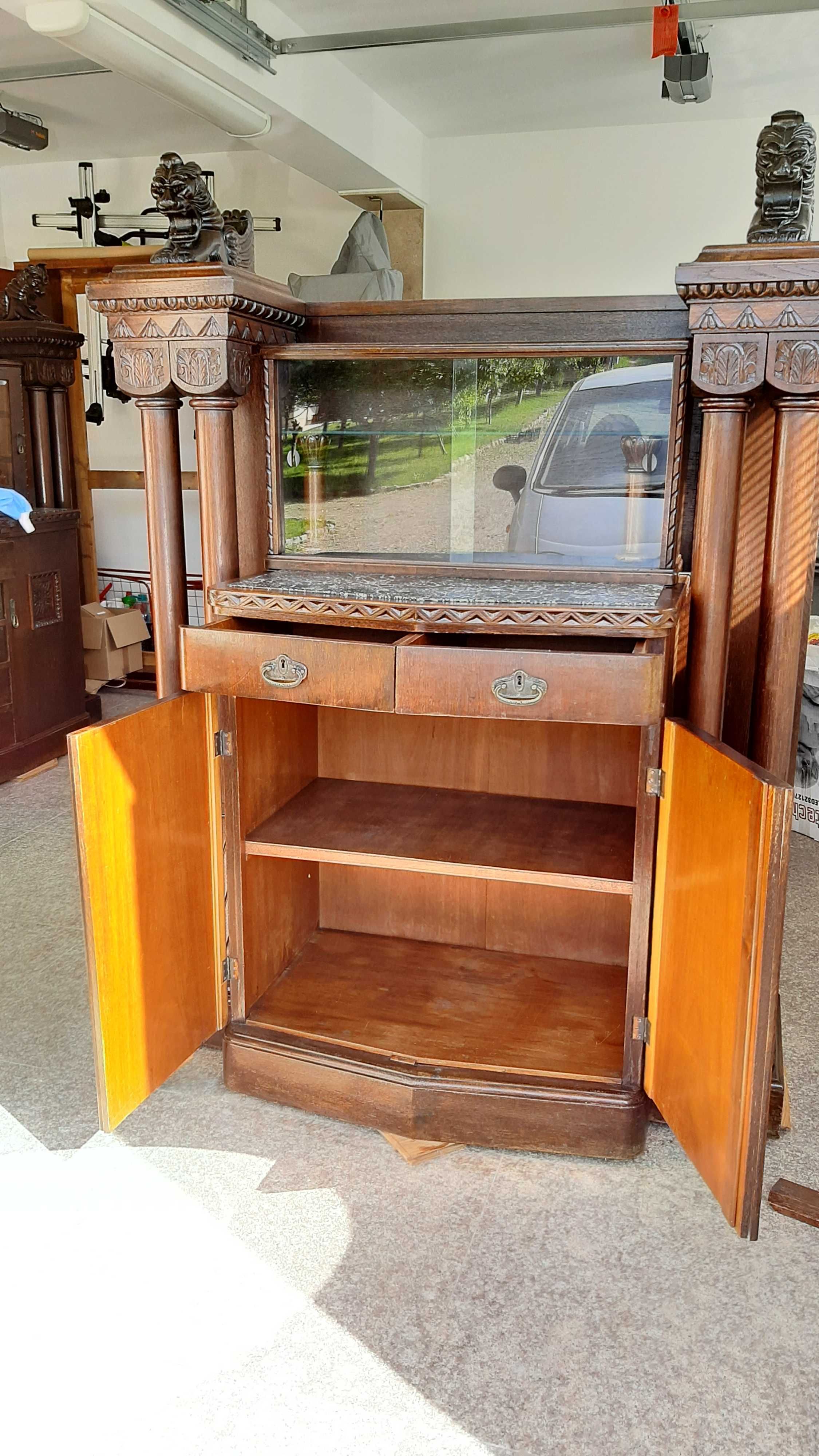 Set mobilier sufragerie,bufet mare,mic,masa extensibila,lemn,marmura