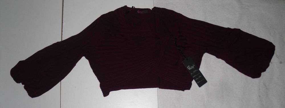 bolero tricotat visiniu M cardigan