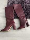 Zara cizme bordeaux de piele naturala