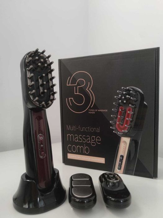 Perie NOUA de masaj scalp/fata/corp, 3 in 1, lumina rosie/albastra,EMS