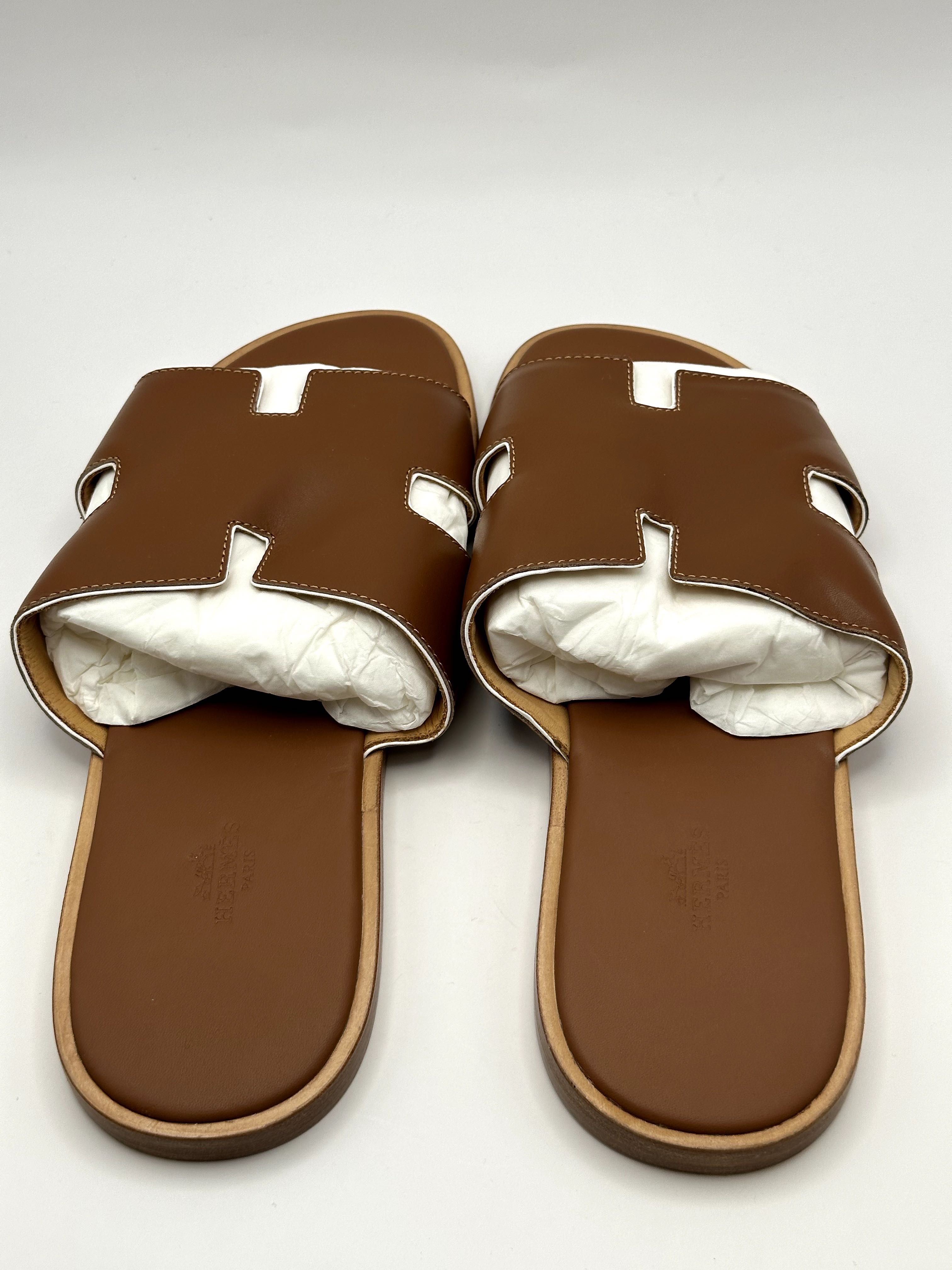 Hermes Slides Man Brown/White