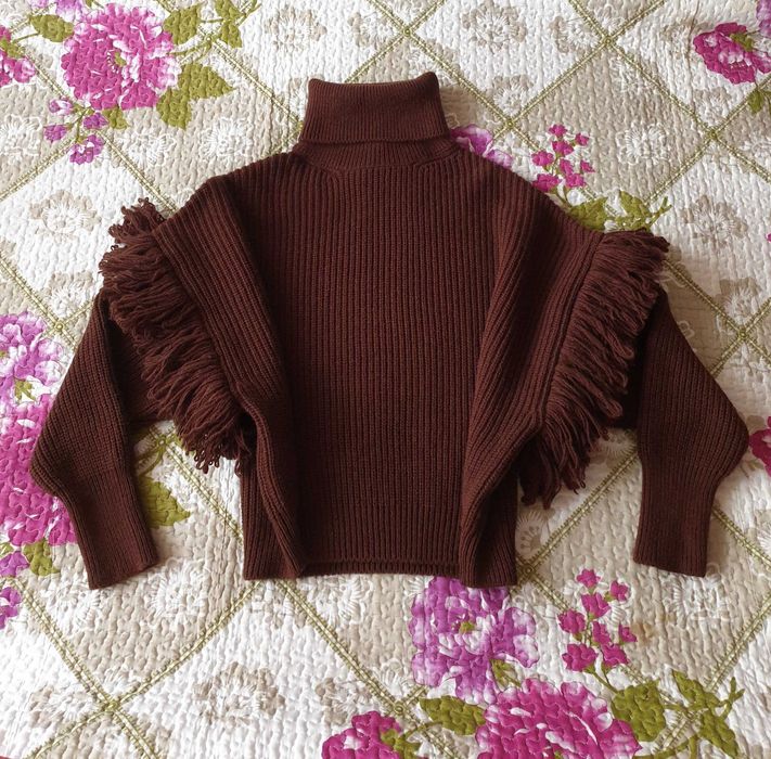 Pulover maro gros franjuri mix lana Essentiel Antwerp
